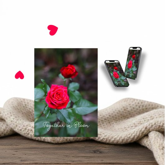 Carte Deux roses rouges pour la Saint-Valentin