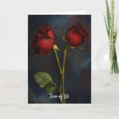 Carte Deux roses rouges s'aiment ensemble (Devant)