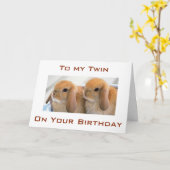 CARTE "DEUX SOUHAITS" AVEC "DEUX BUNNIES" POUR L'ANNIVER (Fleur jaune)