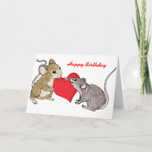Carte Deux souris en amour Anniversaire