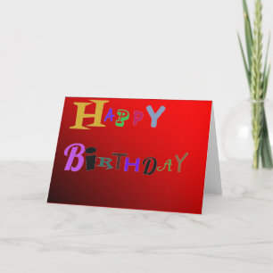 Carte Deux tons Rouge Joyeux anniversaire