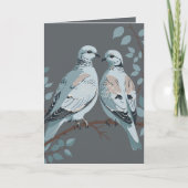 Carte Deux tourterelles découpées en forme de crayon (Devant)