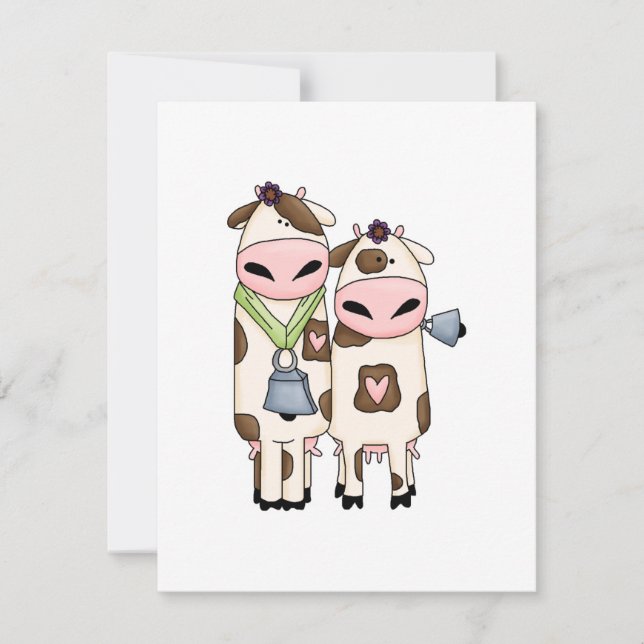 Carte deux vaches moo mignonnes (Devant)
