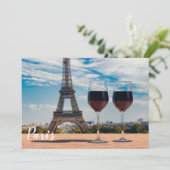 Carte Deux verres de vin avec la tour Eiffel (Debout devant)
