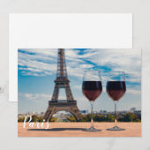 Carte Deux verres de vin avec la tour Eiffel (Devant / Derrière)