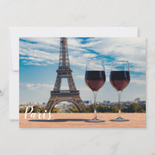 Carte Deux verres de vin avec la tour Eiffel