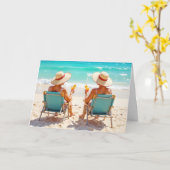 Carte Deux Vielles Dames Assis Sur Les Transats (Fleur jaune)