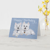 Carte Deux Westies (Fleur jaune)