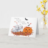 Carte Deux Westies à Halloween (Fleur jaune)