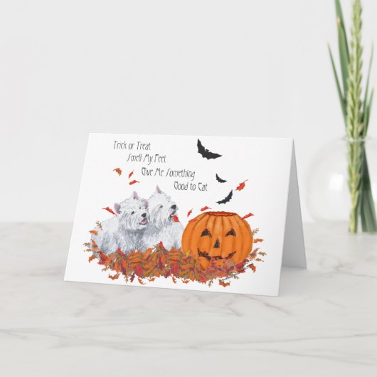 Carte Deux Westies à Halloween (Devant)