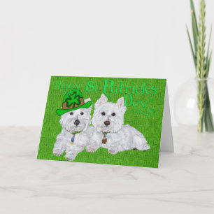 Carte Deux Westies au repos le jour de la Saint-Patrick