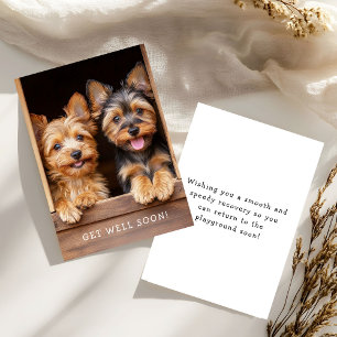 Carte Deux Yorkies Mignons et Joufflus Prompt rétablisse