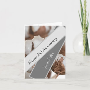 Carte Deuxième anniversaire avec le plante de coton