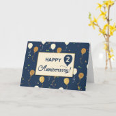 Carte Deuxième anniversaire de l'employé Ballons d'or (Fleur jaune)