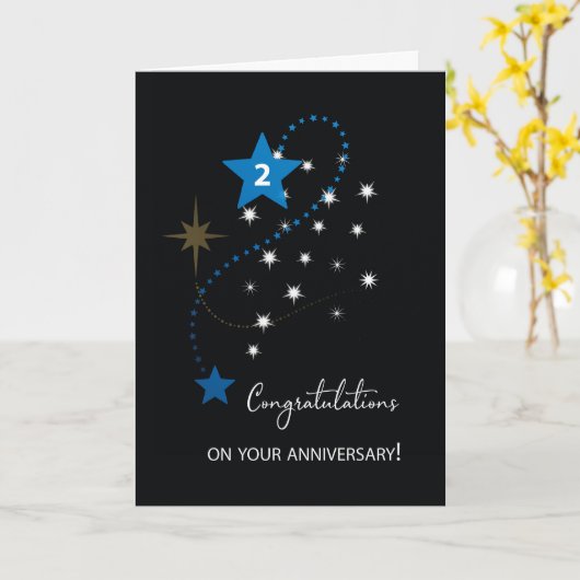 Carte Deuxième anniversaire de l'employé Félicitations é (Fleur jaune)