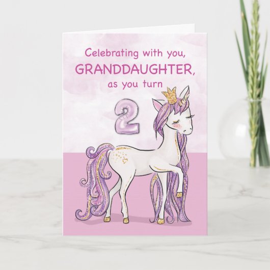 Carte Deuxième anniversaire de ma petite-fille Cheval Ro (Devant)