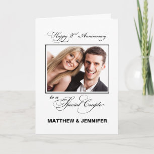 Carte Deuxième anniversaire de mariage nom/photo personn