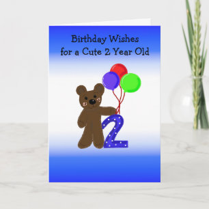 Carte Deuxième anniversaire de Petit Ours