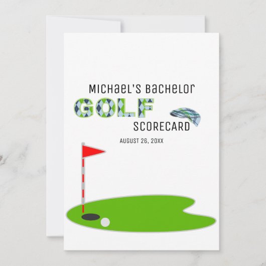 Carte d'évaluation de golf moderne Bachelor Party (Devant)