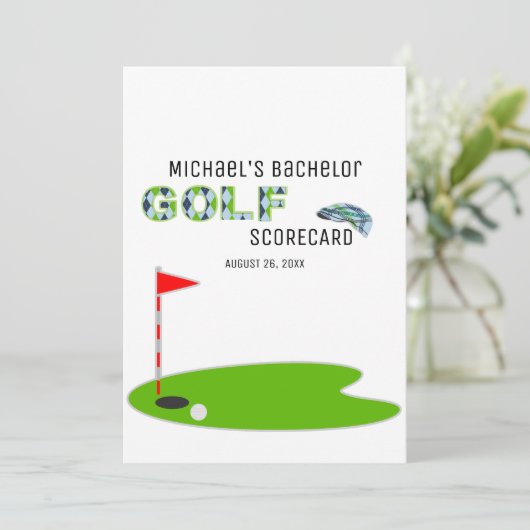 Carte d'évaluation de golf moderne Bachelor Party (Debout devant)