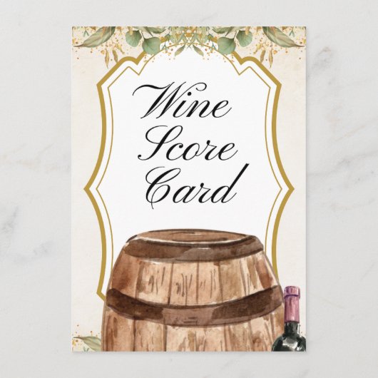 Carte d'évaluation du vin (Dos)