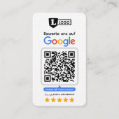 Carte d'évaluation Google avec carte de visite QR (Devant)