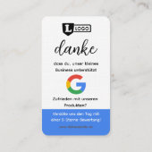 Carte d'évaluation Google avec carte de visite QR (Dos)