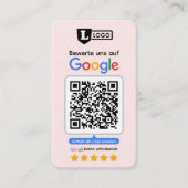 Carte d'évaluation Google avec carte de visite QR (Devant)