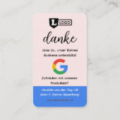 Carte d'évaluation Google avec carte de visite QR (Dos)