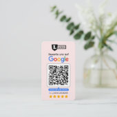 Carte d'évaluation Google avec carte de visite QR (Debout devant)