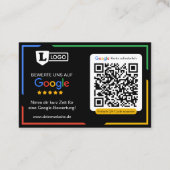 Carte d'évaluation Google avec carte de visite QR (Dos)