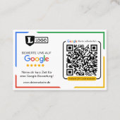 Carte d'évaluation Google avec carte de visite QR (Devant)