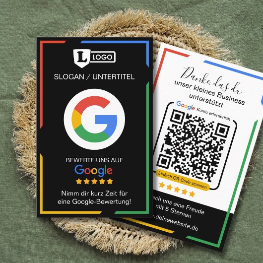 Carte d'évaluation Google avec carte de visite QR 