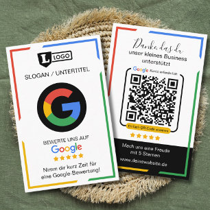 Carte d'évaluation Google avec carte de visite QR