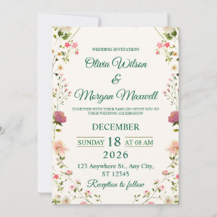 Carte d'événement à fleurs aquarelle avec texte pe