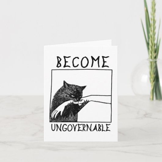 Carte Devenir Ingouvernable - Chat Noir Mordant la Main (Devant)