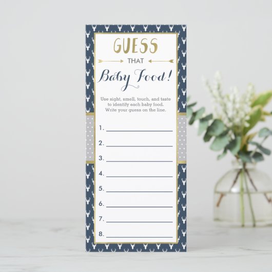 Carte Devine Que Bébé Nourriture Jeu, Baby shower, Cerf (Debout devant)