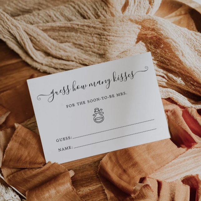 Carte Devinez Combien De Baisers Pour Bientôt Être Mme C (Guess How Many Kisses For The Soon To Be Mrs Card)