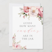 Carte Devinez combien de bonbons Baby shower rose signe (Devant)