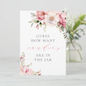 Carte Devinez combien de bonbons Baby shower rose signe (Debout devant)