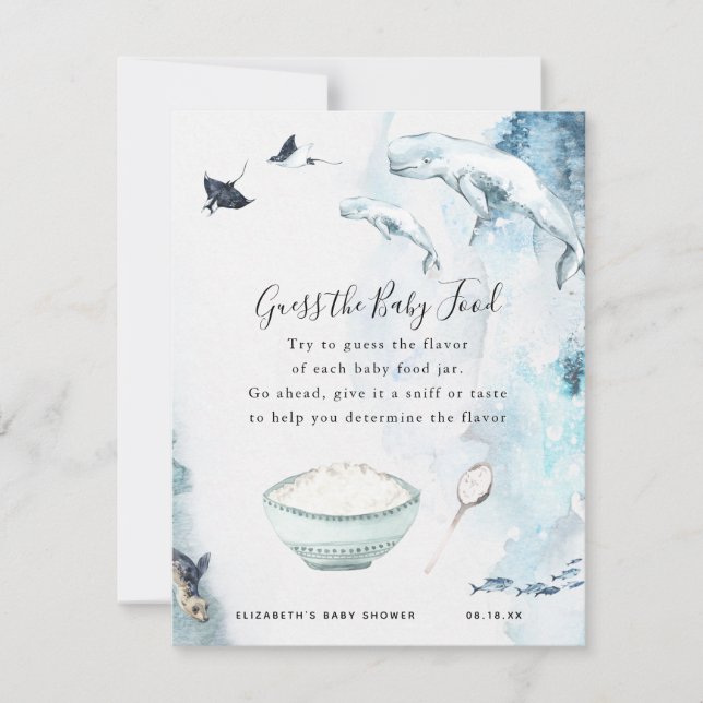Carte Devinez la nourriture pour bébés | Jeu Baby shower (Devant)
