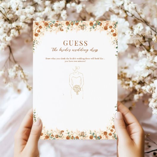 Carte Devinez le jeu de la robe de mariée | Boho Terraco