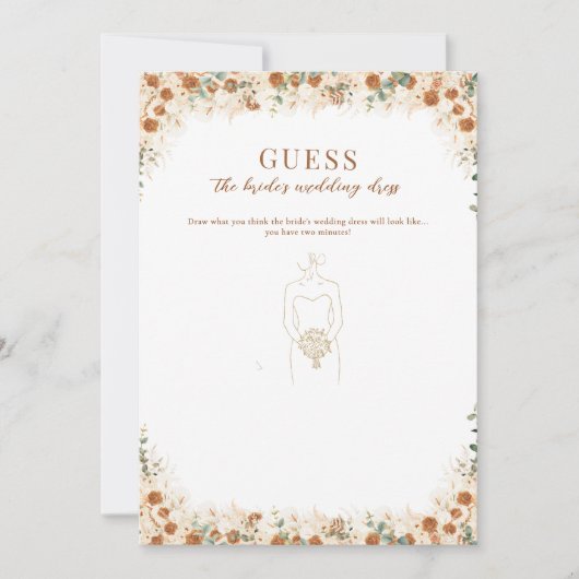 Carte Devinez le jeu de la robe de mariée | Boho Terraco (Devant)