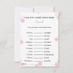 Carte devinez le nom du jeu de baby shower animal bébé