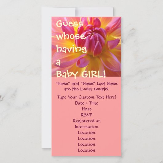 Carte Devinez qui attend une fille ! Cartons d'invitatio (Devant)