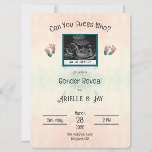 Carte "Devinez qui" Genre Révéler Baby shower Ultrasound