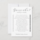 Carte Devinez Qui Maman Ou Papa Jeux De Baby shower Mini (Devant)
