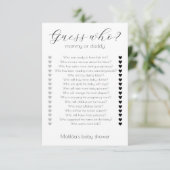 Carte Devinez Qui Maman Ou Papa Jeux De Baby shower Mini (Debout devant)