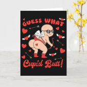 Carte Devinez quoi Cupid Butt Drôle T-shirt de la Saint- (Fleur jaune)