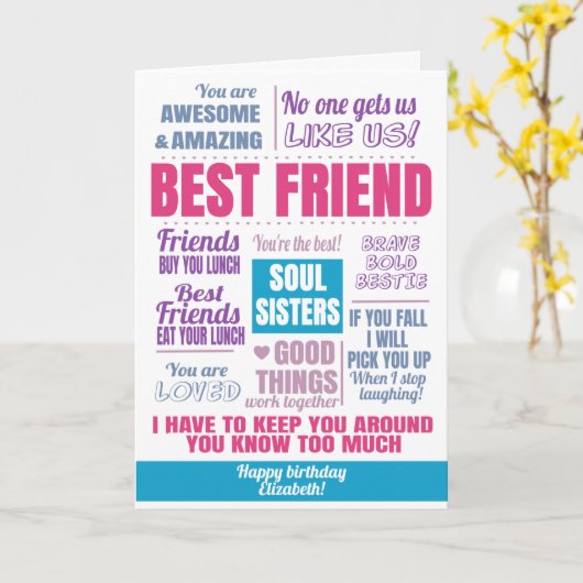 Carte Devis d'anniversaire du meilleur ami (Fleur jaune)